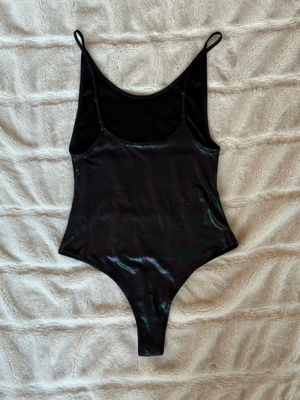Black Iridescent Scoop Neck Bodysuit